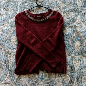 Burgandy embellished collar sweater